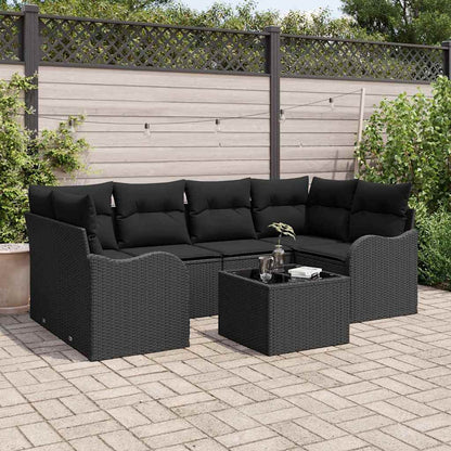 Garten-Sofa-Set mit Kissen 7 pcs Schwarz 55 x 55 x 37 cm
