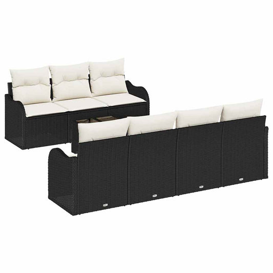 Garten-Sofa-Set mit Kissen 8 pcs Schwarz, Creme 55 x 55 x 37 cm