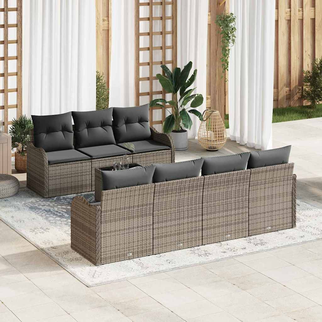 Garten-Sofa-Set mit Kissen 8 pcs Grau 55 x 55 x 37 cm