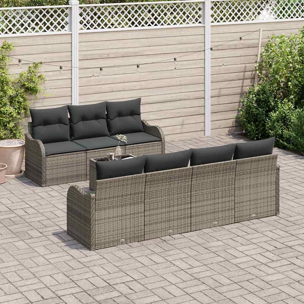 Garten-Sofa-Set mit Kissen 8 pcs Grau 55 x 55 x 37 cm