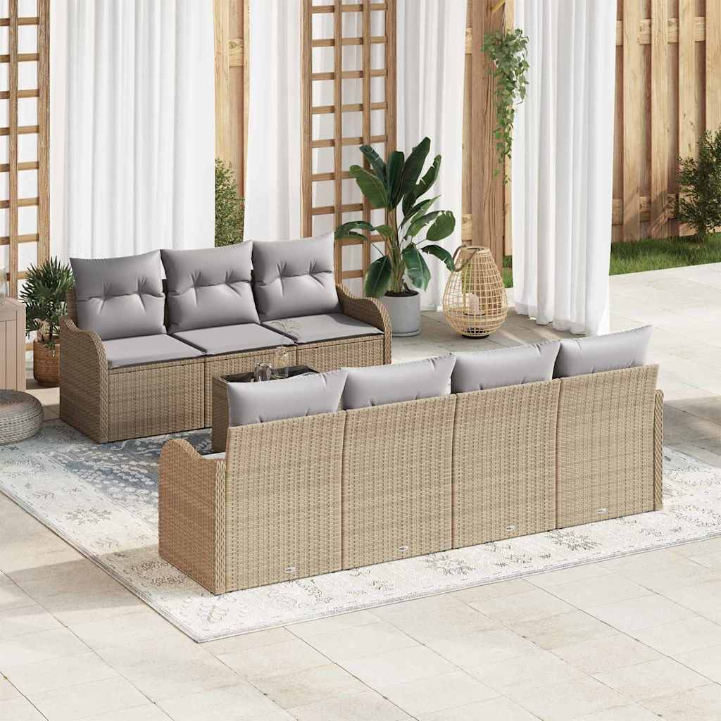 Garten-Sofa-Set mit Kissen 8 pcs Beige, Grau 55 x 55 x 37 cm