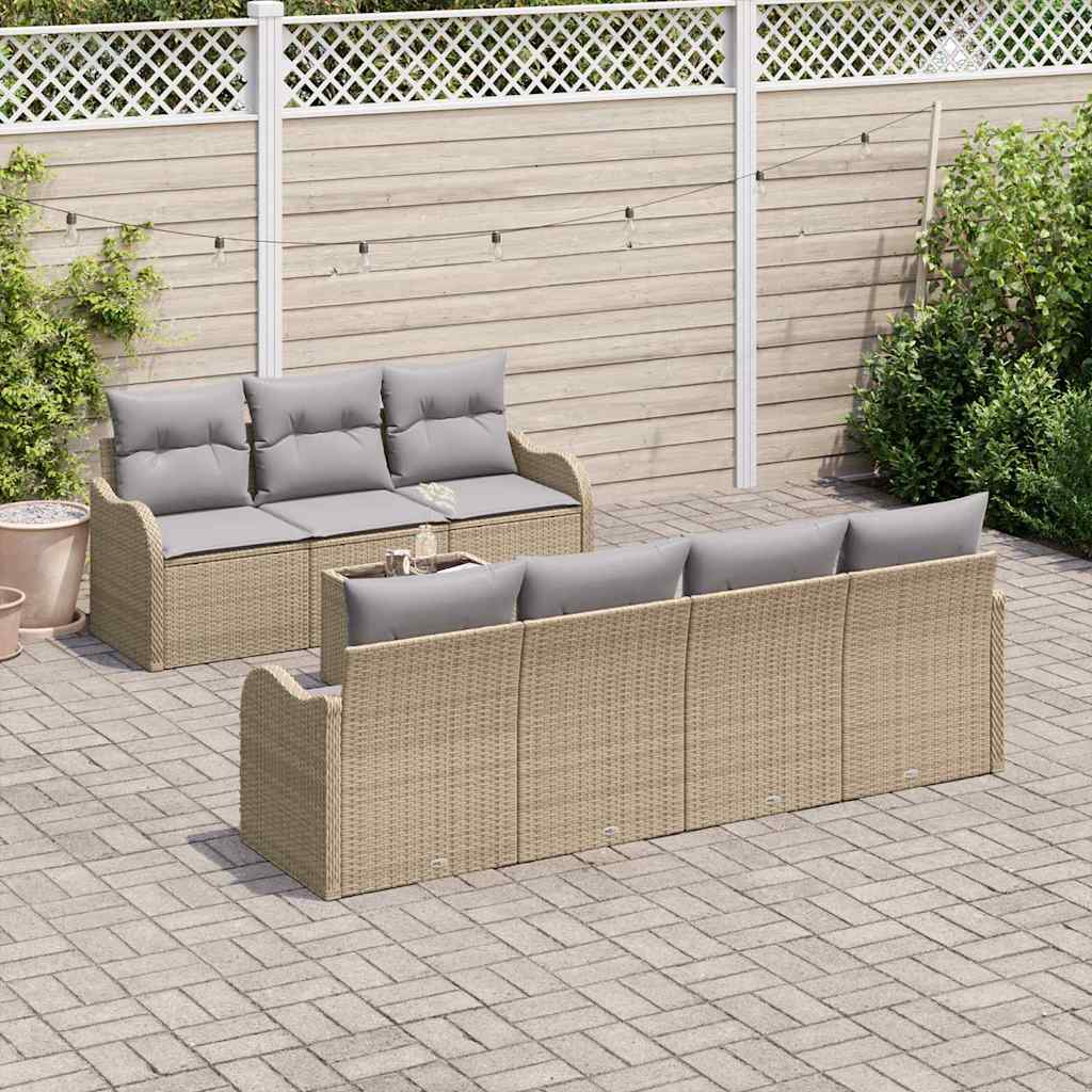 Garten-Sofa-Set mit Kissen 8 pcs Beige, Grau 55 x 55 x 37 cm