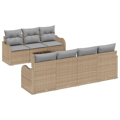 Garten-Sofa-Set mit Kissen 8 pcs Beige, Grau 55 x 55 x 37 cm
