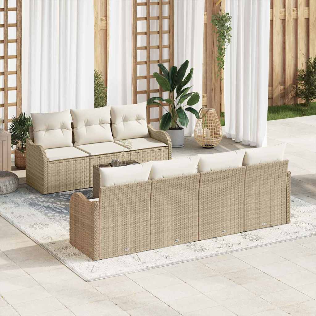 Garten-Sofa-Set mit Kissen 8 pcs Beige, Creme 55 x 55 x 37 cm