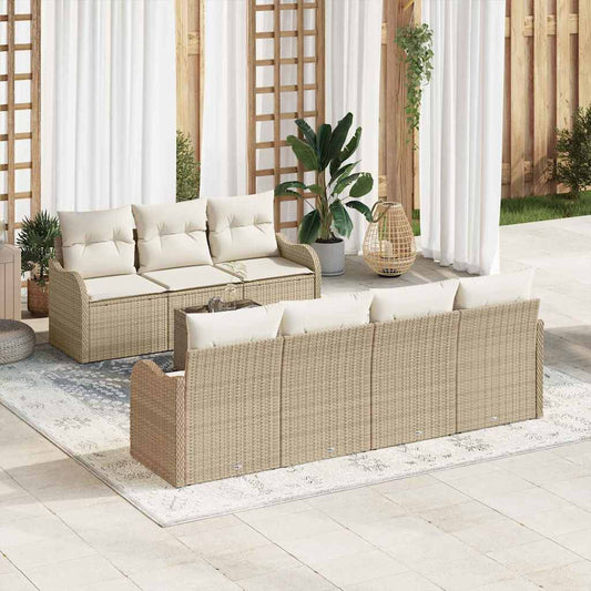Garten-Sofa-Set mit Kissen 8 pcs Beige, Creme 55 x 55 x 37 cm