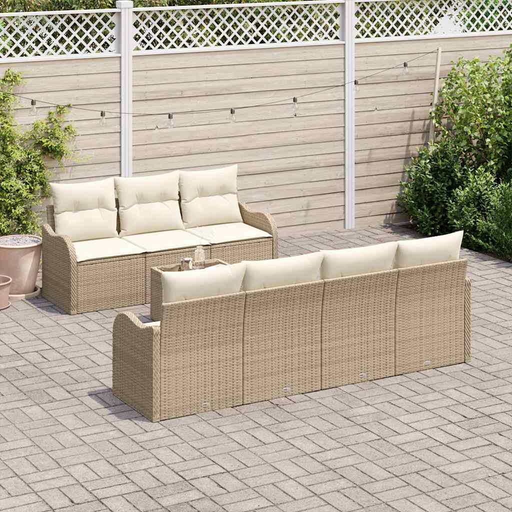 Garten-Sofa-Set mit Kissen 8 pcs Beige, Creme 55 x 55 x 37 cm