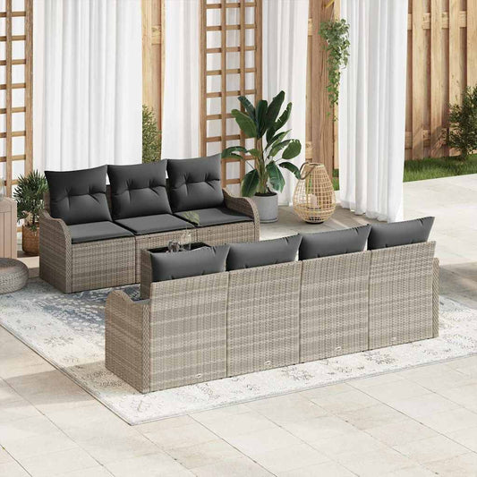 Garten-Sofa-Set mit Kissen 8 pcs Hellgrau 55 x 55 x 37 cm