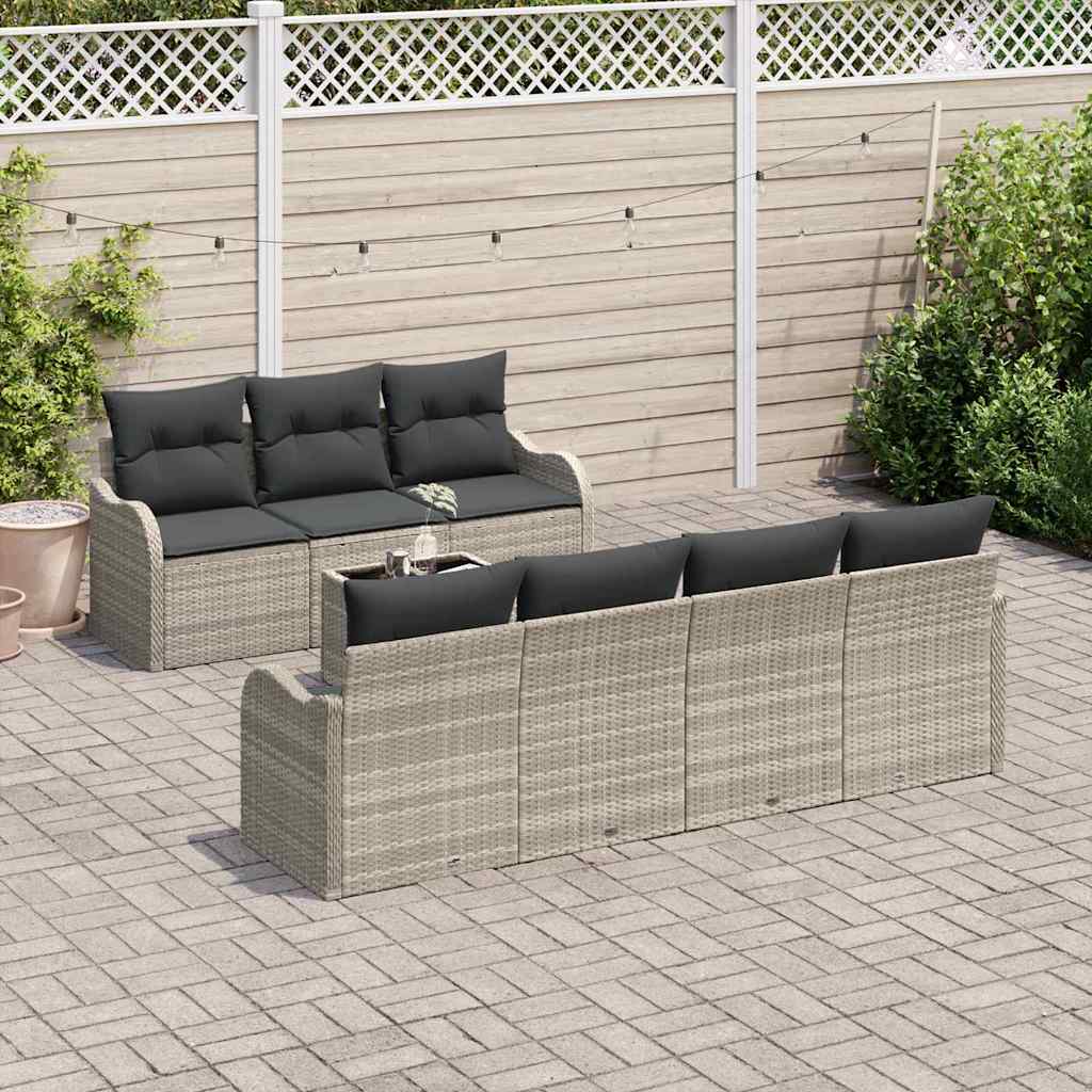 Garten-Sofa-Set mit Kissen 8 pcs Hellgrau 55 x 55 x 37 cm