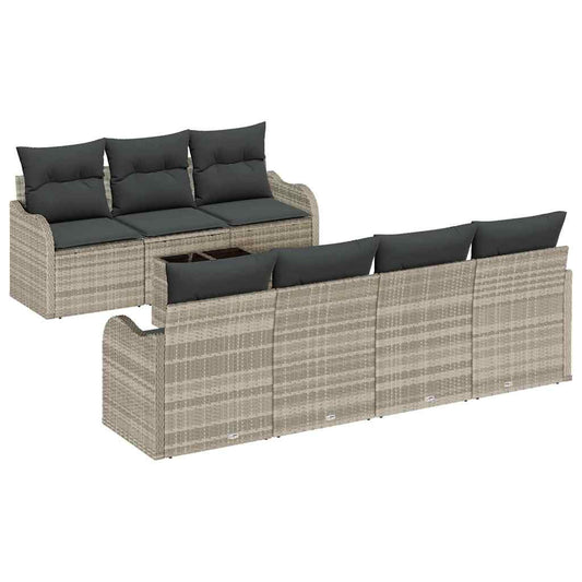 Garten-Sofa-Set mit Kissen 8 pcs Hellgrau 55 x 55 x 37 cm