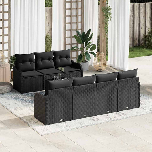Garten-Sofa-Set mit Kissen 8 pcs Schwarz 55 x 55 x 37 cm