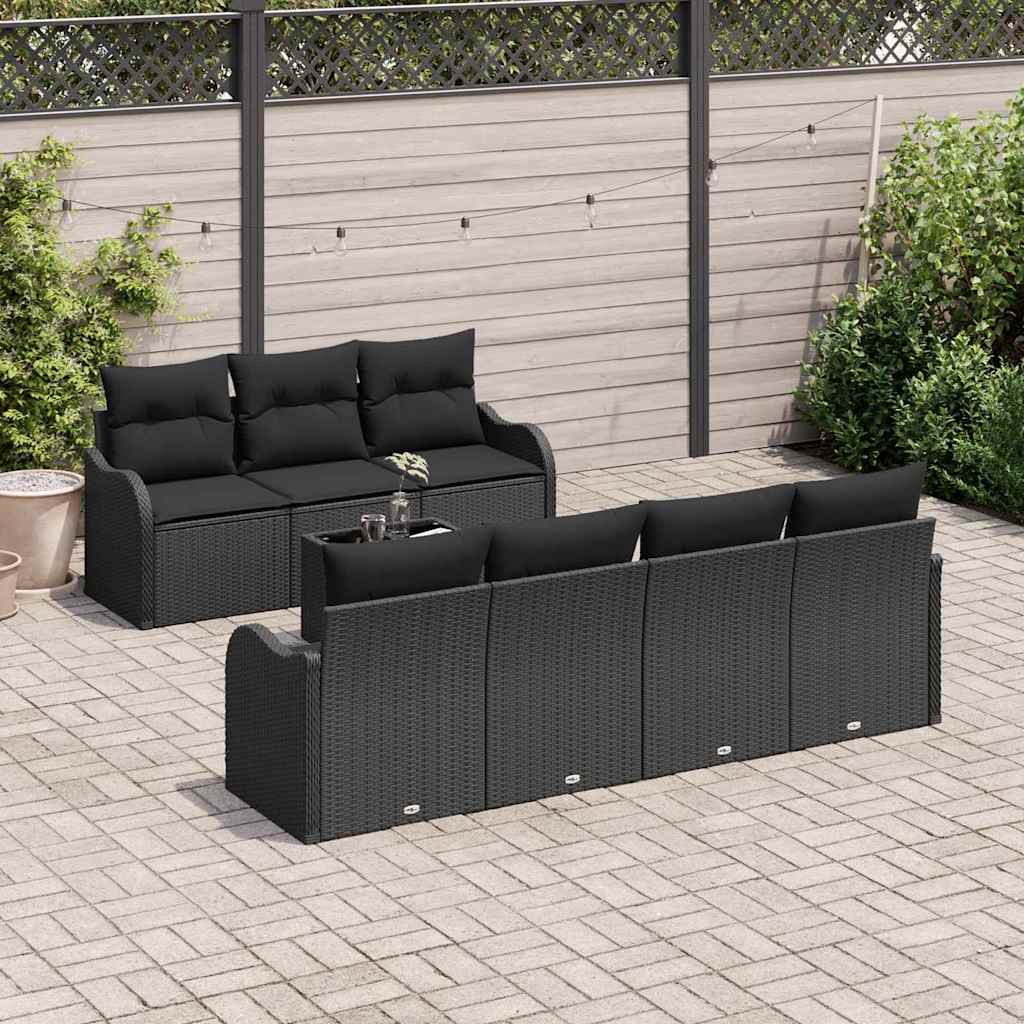 Garten-Sofa-Set mit Kissen 8 pcs Schwarz 55 x 55 x 37 cm