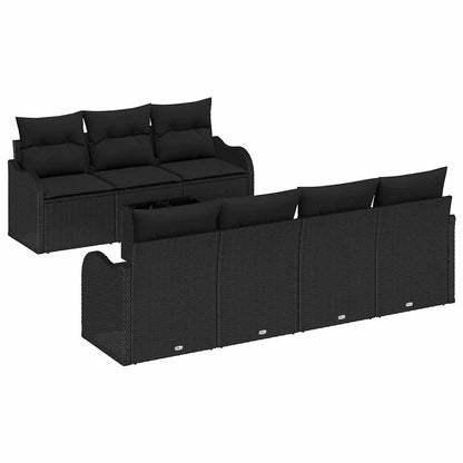 Garten-Sofa-Set mit Kissen 8 pcs Schwarz 55 x 55 x 37 cm