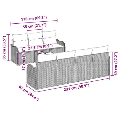 Garten-Sofa-Set mit Kissen 8 pcs Schwarz 55 x 55 x 37 cm