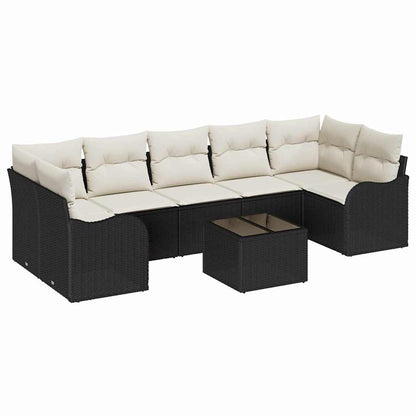 Garten-Sofa-Set mit Kissen 8 pcs Schwarz, Creme 55 x 55 x 37 cm