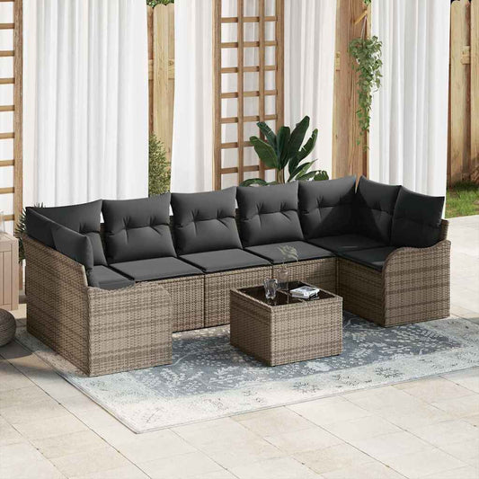 Garten-Sofa-Set mit Kissen 8 pcs Grau 55 x 55 x 37 cm