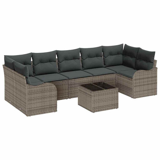Garten-Sofa-Set mit Kissen 8 pcs Grau 55 x 55 x 37 cm
