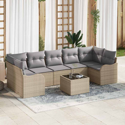 Garten-Sofa-Set mit Kissen 8 pcs Beige, Grau 55 x 55 x 37 cm