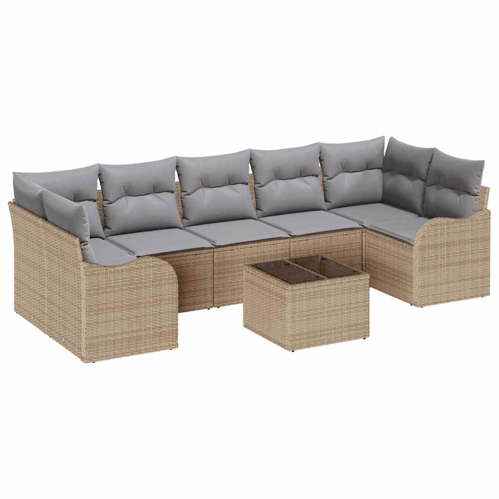 Garten-Sofa-Set mit Kissen 8 pcs Beige, Grau 55 x 55 x 37 cm