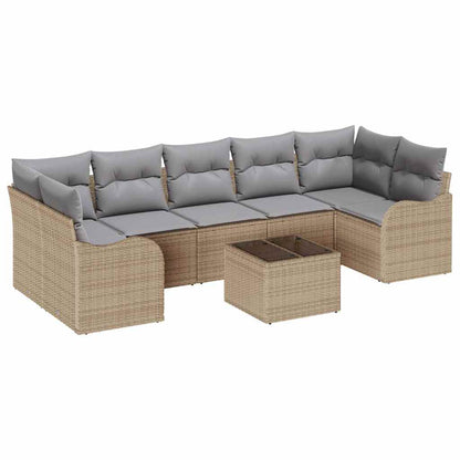 Garten-Sofa-Set mit Kissen 8 pcs Beige, Grau 55 x 55 x 37 cm