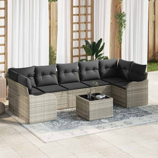 Garten-Sofa-Set 8 pcs Hellgrau, Dunkelgrau 55 x 55 x 37 cm