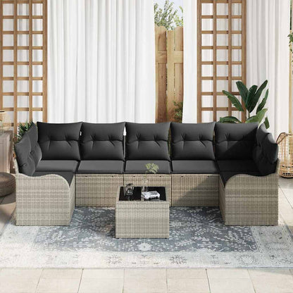 Garten-Sofa-Set 8 pcs Hellgrau, Dunkelgrau 55 x 55 x 37 cm