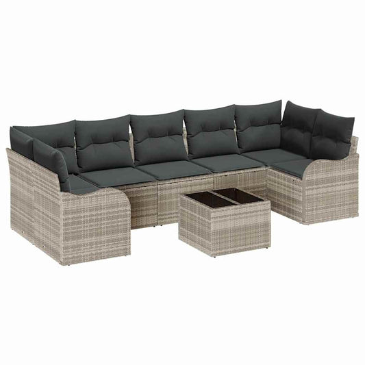 Garten-Sofa-Set 8 pcs Hellgrau, Dunkelgrau 55 x 55 x 37 cm