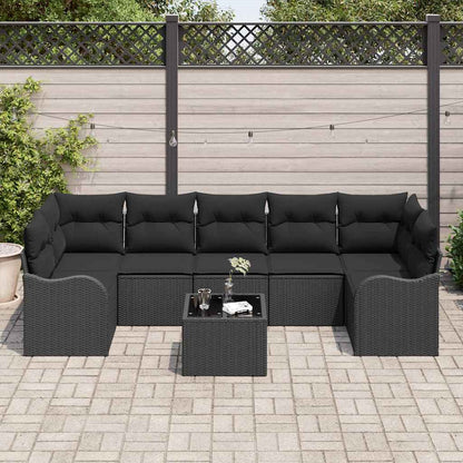 Garten-Sofa-Set mit Kissen 8 pcs Schwarz 55 x 55 x 37 cm