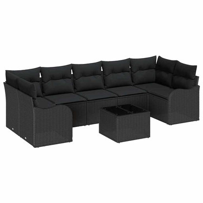 Garten-Sofa-Set mit Kissen 8 pcs Schwarz 55 x 55 x 37 cm