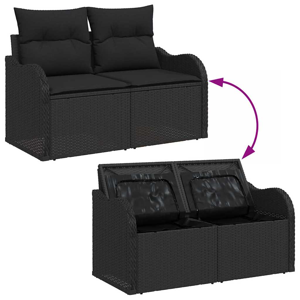 Garten-Sofa-Set mit Kissen 8 pcs Schwarz 55 x 55 x 37 cm