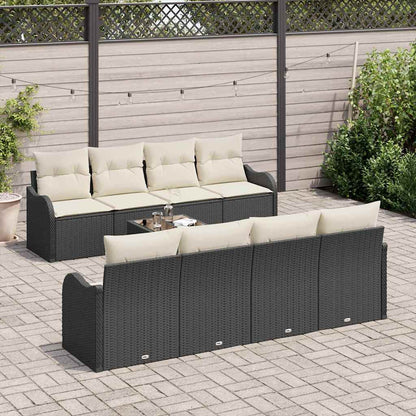 Garten-Sofa-Set mit Kissen 9 pcs Schwarz, Creme 55 x 55 x 37 cm