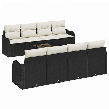 Garten-Sofa-Set mit Kissen 9 pcs Schwarz, Creme 55 x 55 x 37 cm