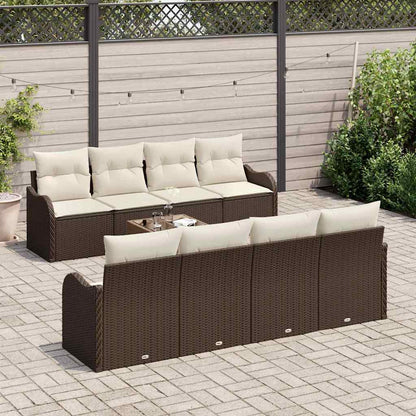 Garten-Sofa-Set 9 pcs Braun und Creme 55 x 55 x 37 cm