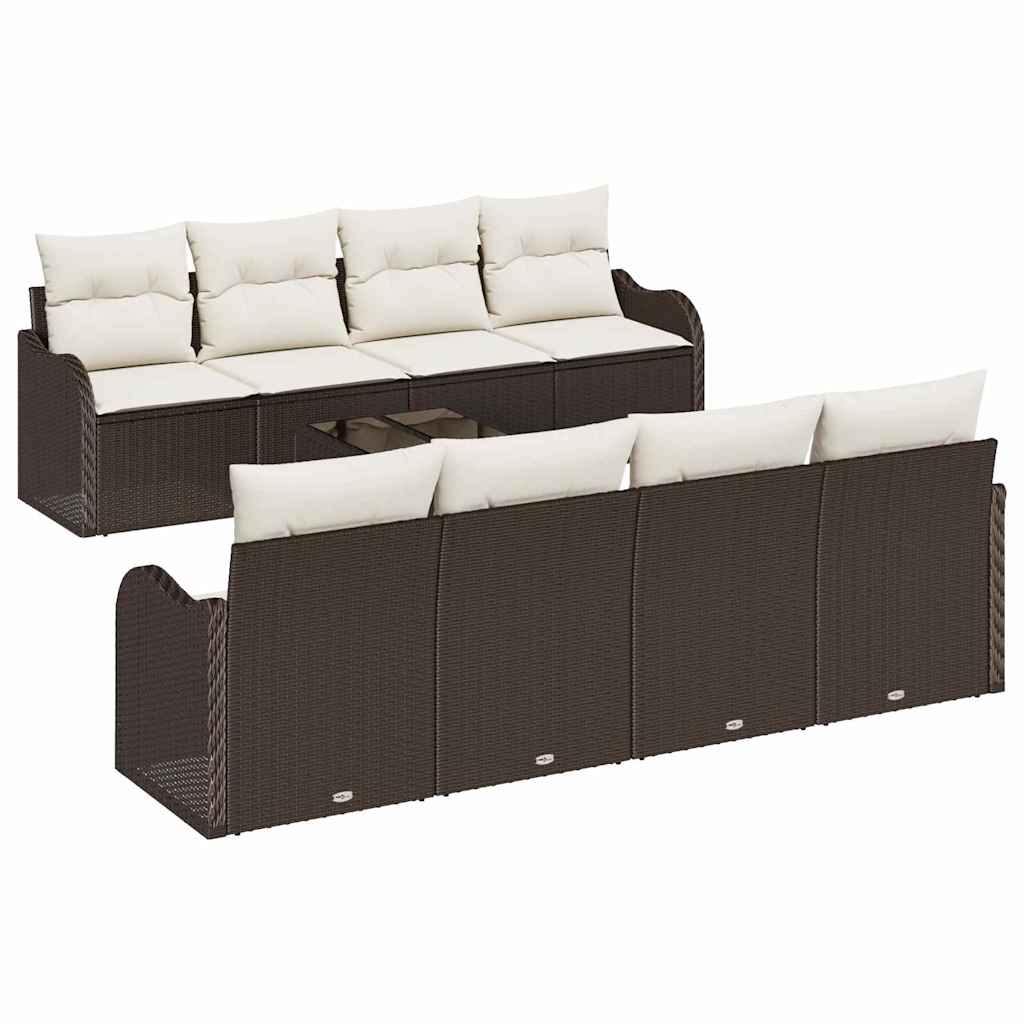 Garten-Sofa-Set 9 pcs Braun und Creme 55 x 55 x 37 cm
