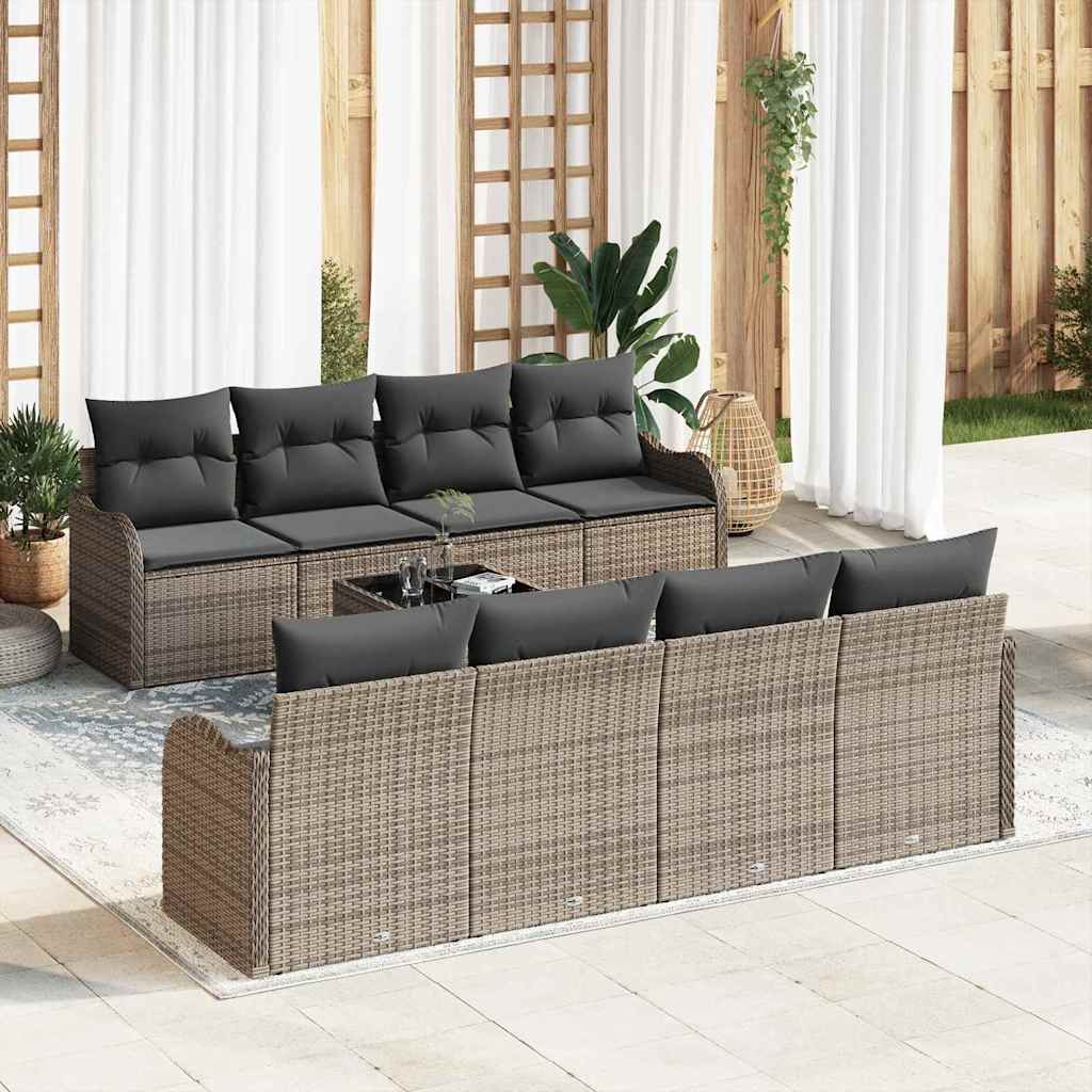 Garten-Sofa-Set mit Kissen 9 pcs Grau 55 x 55 x 37 cm