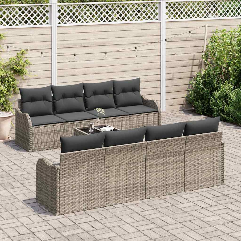 Garten-Sofa-Set mit Kissen 9 pcs Grau 55 x 55 x 37 cm