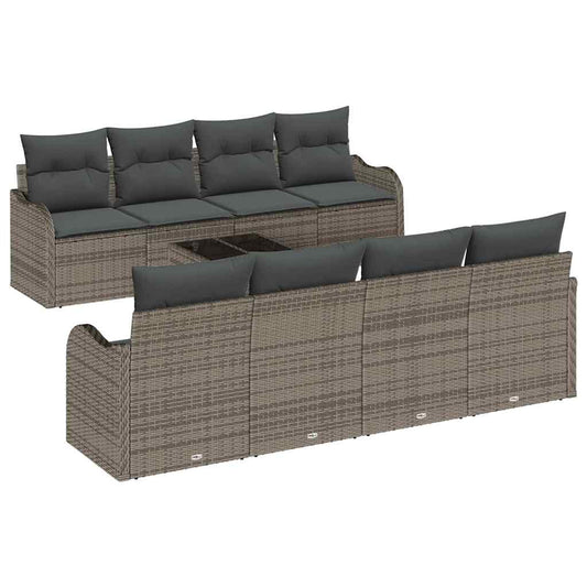 Garten-Sofa-Set mit Kissen 9 pcs Grau 55 x 55 x 37 cm