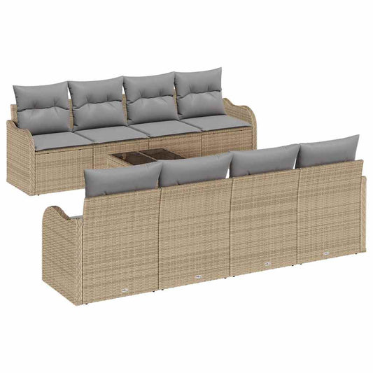 Garten-Sofa-Set mit Kissen 9 pcs Beige, Grau 55 x 55 x 37 cm
