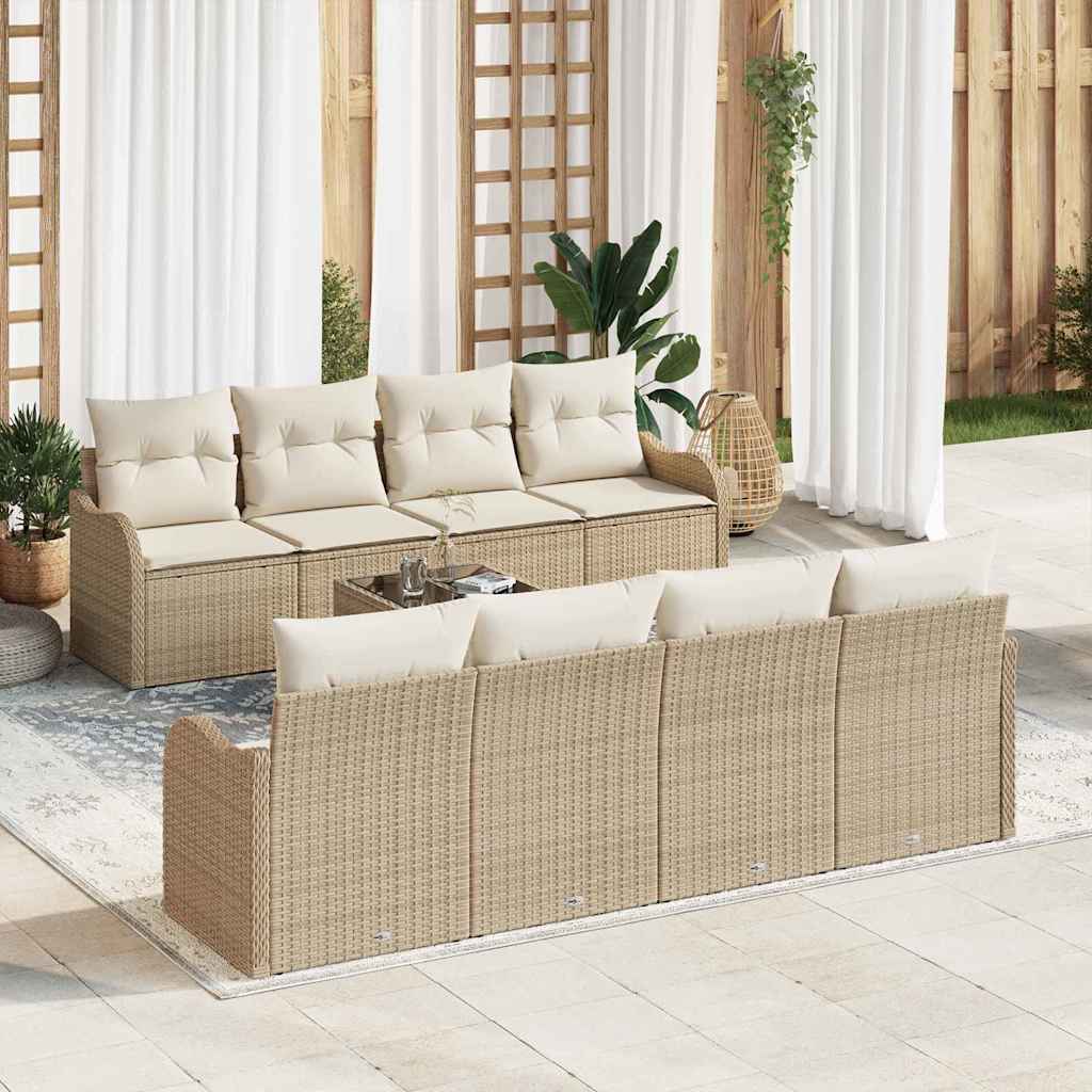 Garten-Sofa-Set mit Kissen 9 pcs Beige, Creme 55 x 55 x 37 cm