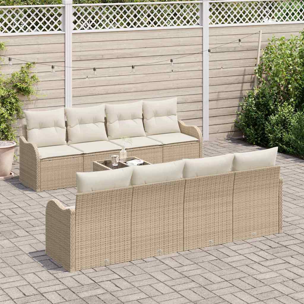 Garten-Sofa-Set mit Kissen 9 pcs Beige, Creme 55 x 55 x 37 cm