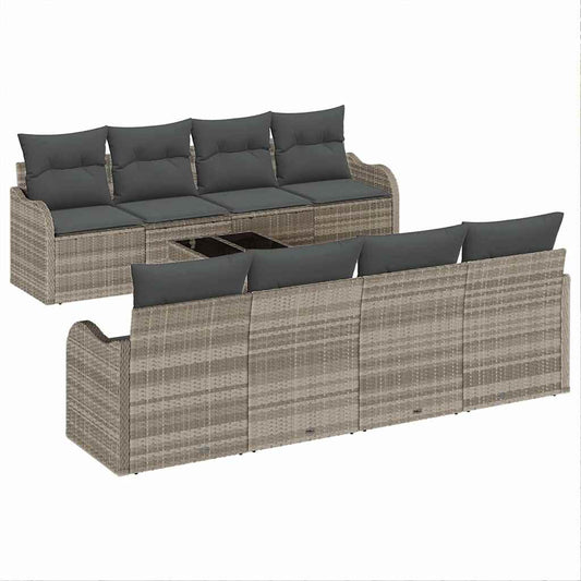 Garten-Sofa-Set mit Kissen 9 pcs Hellgrau 55 x 55 x 37 cm