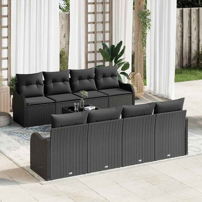 Garten-Sofa-Set mit Kissen 9 pcs Schwarz 55 x 55 x 37 cm