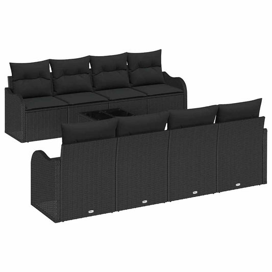 Garten-Sofa-Set mit Kissen 9 pcs Schwarz 55 x 55 x 37 cm