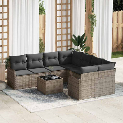 Garten-Sofa-Set mit Kissen 9 pcs Grau 55 x 55 x 37 cm