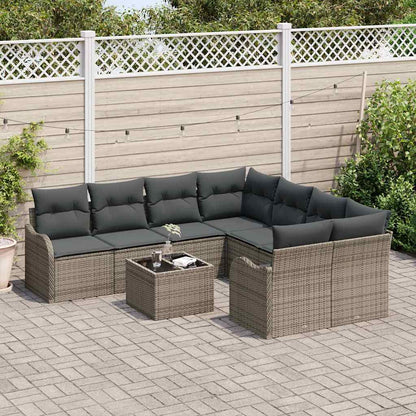 Garten-Sofa-Set mit Kissen 9 pcs Grau 55 x 55 x 37 cm