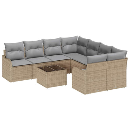 Garten-Sofa-Set mit Kissen 9 pcs Beige, Grau 55 x 55 x 37 cm