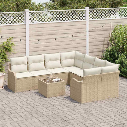 Garten-Sofa-Set mit Kissen 9 pcs Beige, Creme 55 x 55 x 37 cm