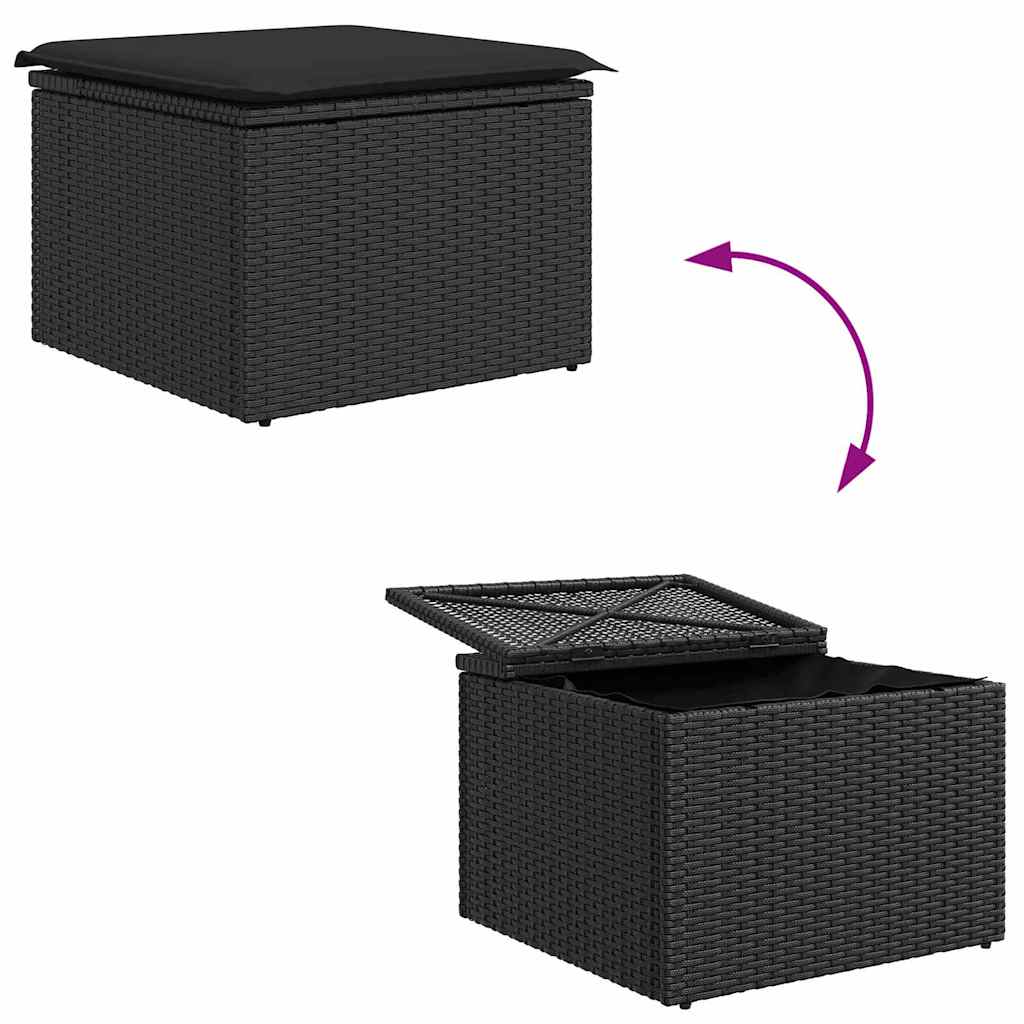 Garten-Sofa-Set mit Kissen 4 pcs Schwarz Poly Rattan