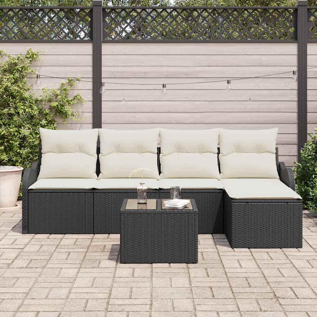 Garten-Sofa-Set mit Kissen mit Speicher 6 pcs Braun Poly Rattan