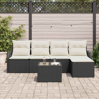 Garten-Sofa-Set mit Kissen mit Speicher 6 pcs Braun Poly Rattan