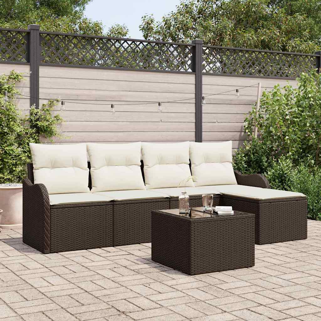 Gartensofa-set mit Speicher 6 pcs Grau Poly-Rattan